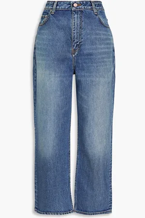 Ganni Cropped faded straight-leg jeans - Blue - 32W-32L