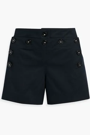 Button-detailed cotton-twill shorts - Blue - IT 46