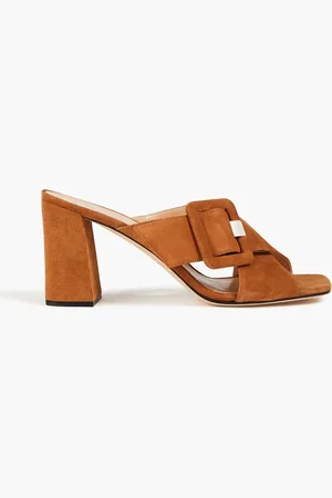 Sergio Rossi Buckled suede mules - Brown - EU 36.5