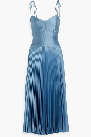 Derek Lam Rochelle pleated satin-crepe midi dress - Blue - US 8