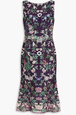 Marchesa Notte Embroidered tulle dress - Purple - US 6