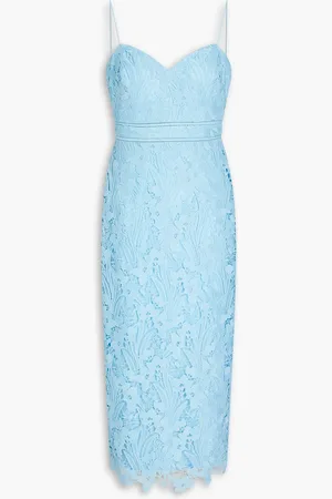 Ml Monique Lhuillier Serenity macramé lace midi dress - Blue - US 12