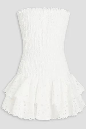 CHARO RUIZ IBIZA Megan ruffled broderie anglaise cotton-blend mini halterneck dress - - L