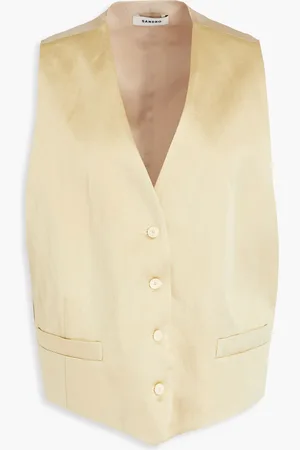 Sandro Satin-paneled shantung vest - Yellow - FR 40