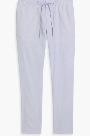 Frescobol Carioca Oscar herringbone linen and cotton-blend drawstring pants - Blue - 36