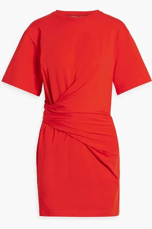 Frame Draped cotton-jersey mini dress - Red - S