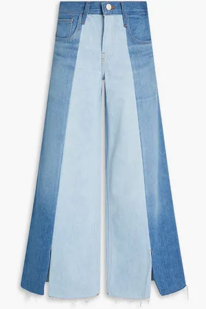Frame Split Seam two-tone high-rise wide-leg jeans - Blue - 27