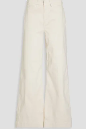 Frame Tomboy cotton-blend twill wide-leg pants - White - 24
