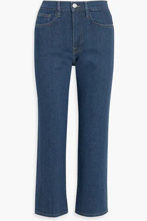 Frame Le Jane Crop pinstriped high-rise straight-leg jeans - Blue - 27