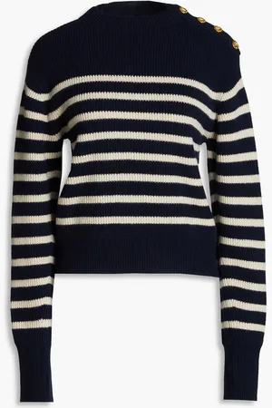 RAG&BONE Nancy striped ribbed wool-blend sweater - Blue - L