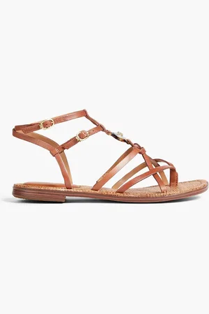 Sam Edelman Gwen embellished leather sandals - Brown - US 6