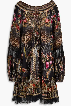 Camilla Embellished printed silk-chiffon mini dress - - XS