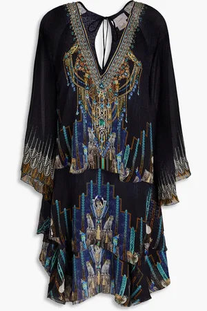 Camilla Embellished printed silk-chiffon mini dress - - XS