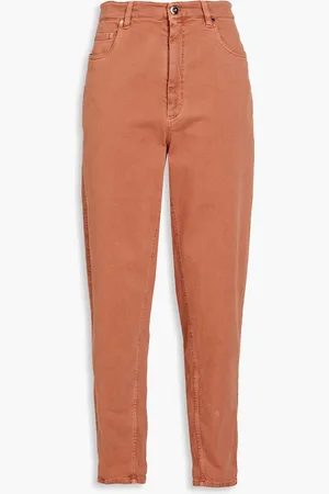 Brunello Cucinelli Cotton-blend twill tapered pants - Orange - IT 42