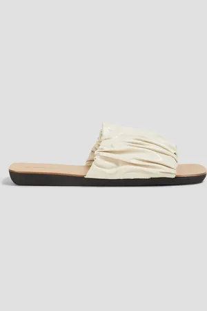 Jil Sander Gathered leather slides - White - EU 35