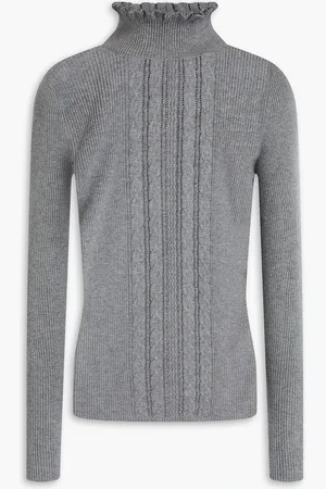 Claudie Pierlot Ruffled cable-knit turtleneck sweater - - 3
