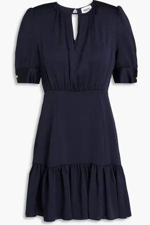 Claudie Pierlot Gathered satin-crepe mini dress - Blue - FR 40