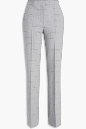Maje Checked wool-blend straight-leg pants - - FR 34