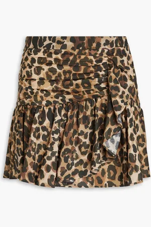Claudie Pierlot Ruched leopard-print cotton-mousseline mini skirt - - FR 36