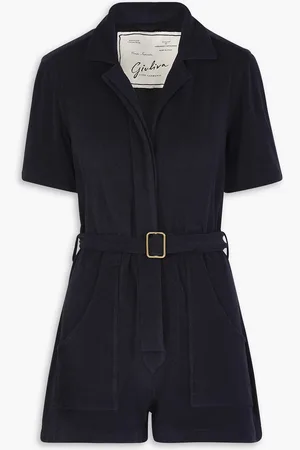 Giuliva Heritage Collection Sienna belted stretch-cotton terry playsuit - Blue - IT 42