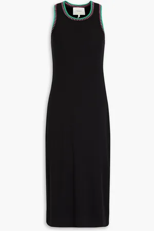 Frame Crocheted lace-trimmed ribbed jersey midi dress - - M