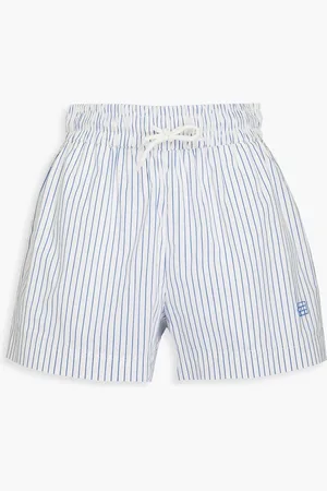 Frame Striped cotton-blend poplin shorts - Blue - L