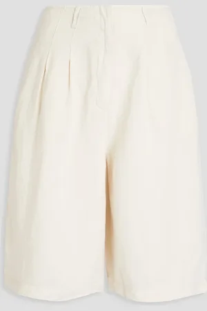 Emporio Armani Pleated Lyocell and linen-blend twill shorts - White - IT 36