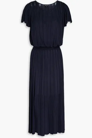 Emporio Armani Pleated cupro-blend midi dress - Blue - IT 46