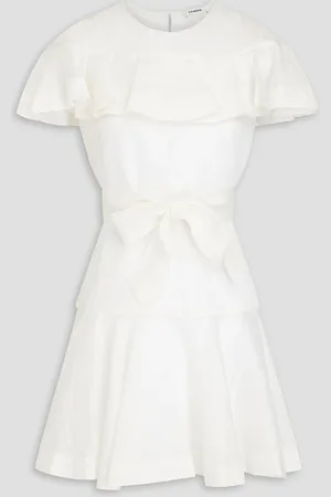 Sandro Ruffled belted linen-blend gauze mini dress - - FR 42
