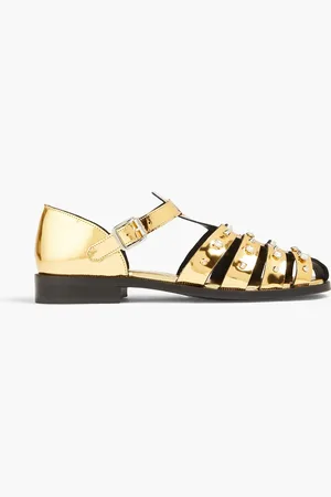 Sandro Embellished mirrored-leather sandals - Metallic - EU 37