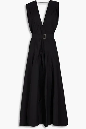 Brunello Cucinelli Belted taffeta and cotton-blend poplin maxi dress - - XS