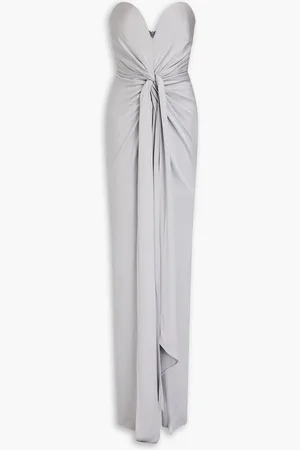 ALEX PERRY Strapless draped satin-crepe gown - Metallic - UK 6