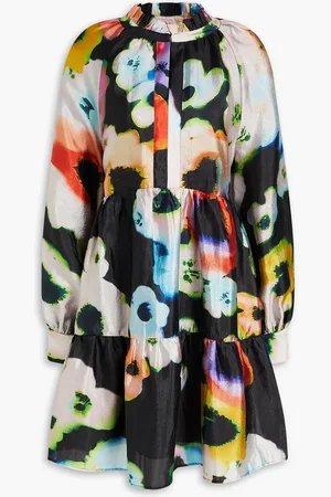 STINE GOYA Jasmine crinkled floral-print satin-crepe mini dress - - XS