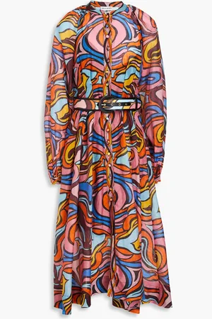 Rebecca Vallance Chiquita belted printed crepe midi dress - - UK 8