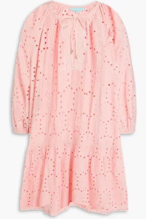 Melissa Odabash Ashley gathered broderie anglaise cotton mini dress - Pink - L