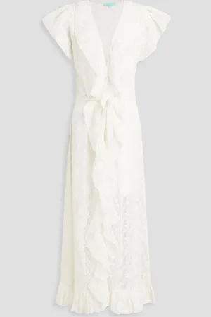 Melissa Odabash Brianna ruffled embroidered georgette coverup - - L