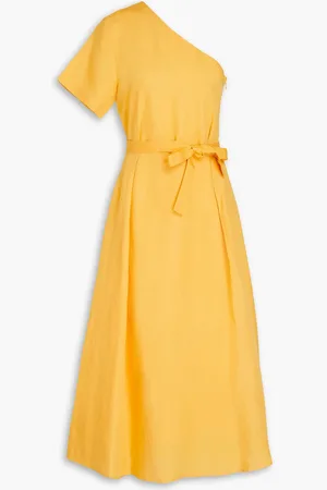 Claudie Pierlot One-shoulder cutout crepe de chine midi dress - Yellow - FR 34