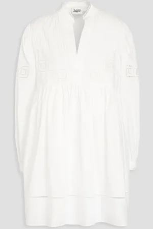 Claudie Pierlot Lattice-trimmed cotton-poplin mini dress - - FR 38
