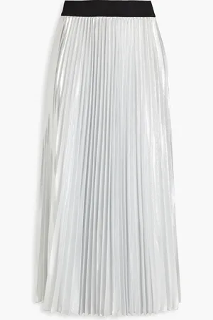 Maje Pleated lamé midi skirt - Metallic - FR 40