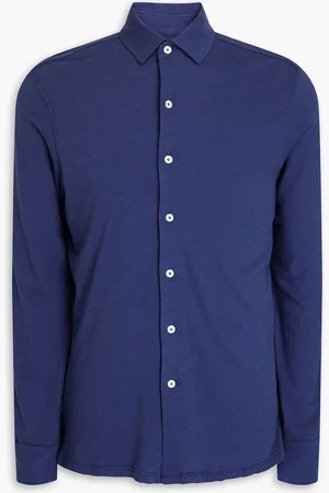Frescobol Carioca Marcio cotton and linen-blend jersey shirt - Blue - M