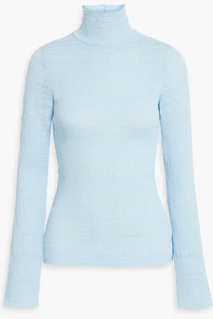 Victoria Beckham Shirred tulle turtleneck top - Blue - L