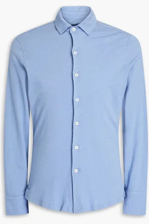 Frescobol Carioca Marcio cotton and linen-blend jersey shirt - Blue - S