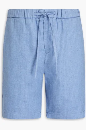 Frescobol Carioca Felipe linen and cotton-blend drawstring shorts - Blue - 36
