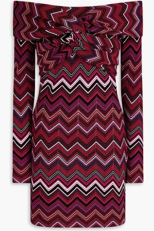 Missoni Off-the-shoulder twisted jacquard-knit mini dress - Red - IT 46
