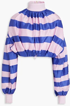 ZIMMERMANN Cropped striped silk turtleneck top - Pink - 3