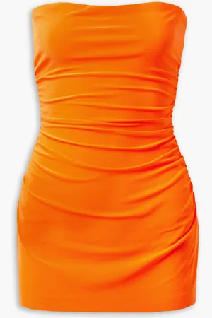Norma Kamali Strapless ruched stretch-jersey mini dress - Orange - FR 38