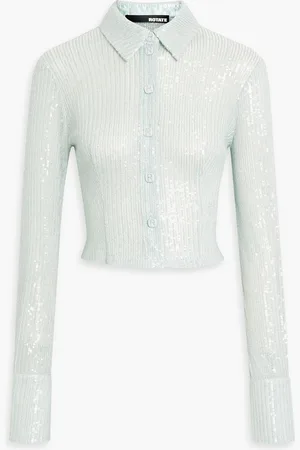 ROTATE Sequined tulle shirt - Green - DE 40