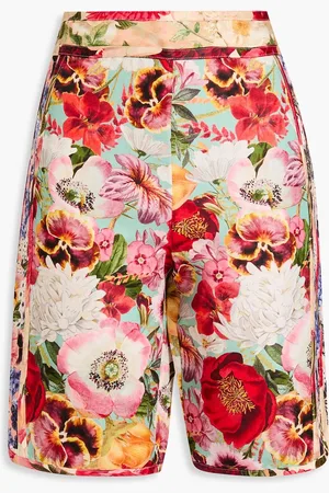 ZIMMERMANN Floral-print silk and linen-blend satin shorts - - 00