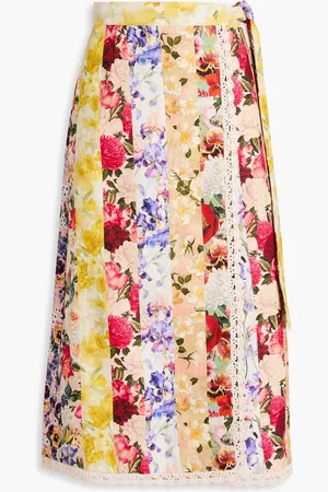 ZIMMERMANN Floral-print linen midi skirt - Yellow - 1