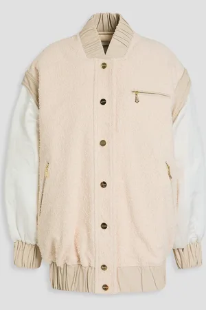 ZIMMERMANN Appliquéd cotton-blend bouclé and shantung bomber jacket - White - 0